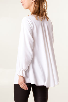 Necklace V-Neck Bell Sleeve Blouse