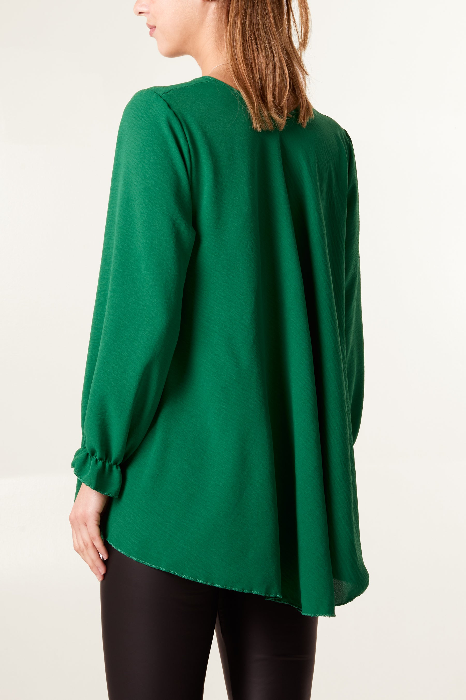 Necklace V-Neck Bell Sleeve Blouse