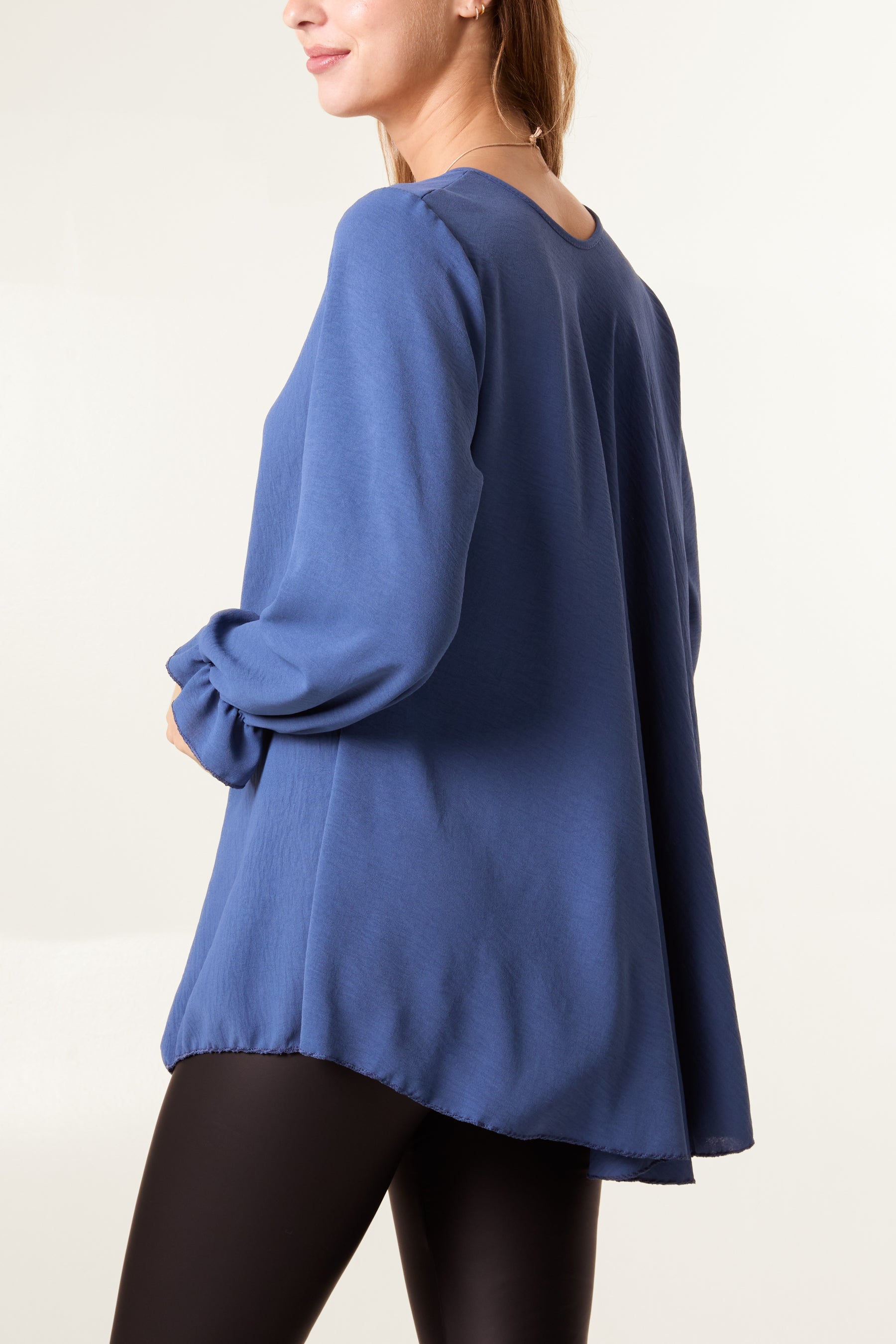 Necklace V-Neck Bell Sleeve Blouse