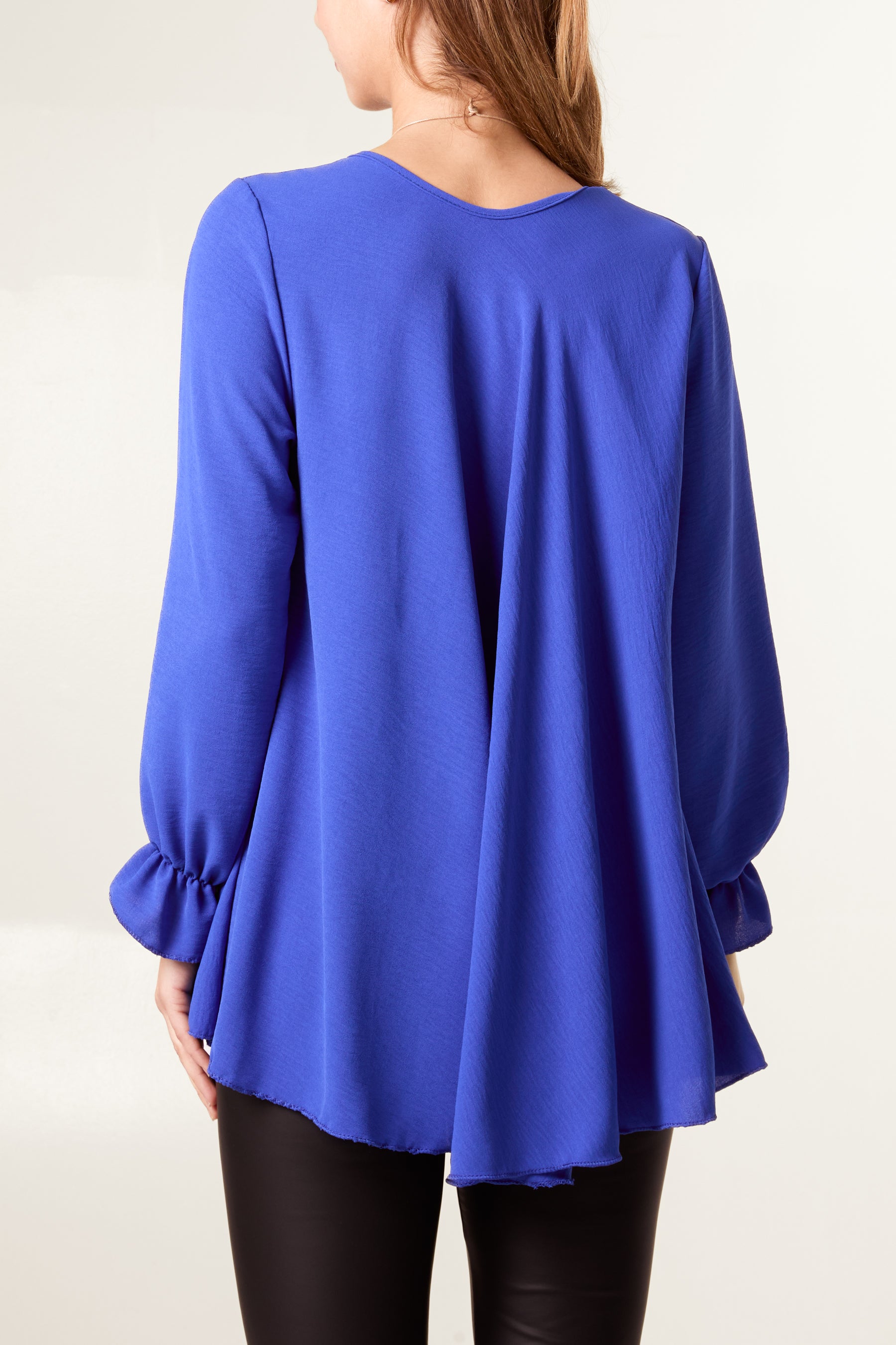 Necklace V-Neck Bell Sleeve Blouse