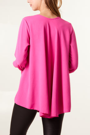 Necklace V-Neck Bell Sleeve Blouse