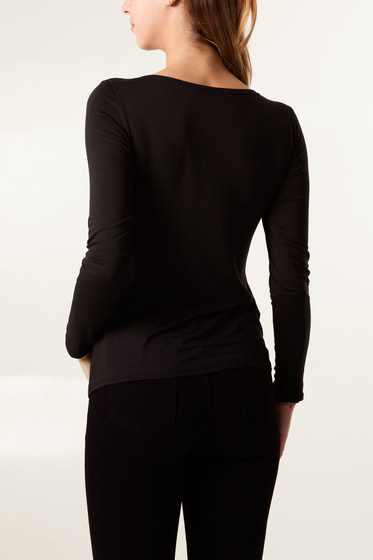 Square Neck Jersey Long Sleeve Top