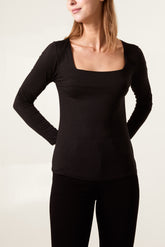 Square Neck Jersey Long Sleeve Top