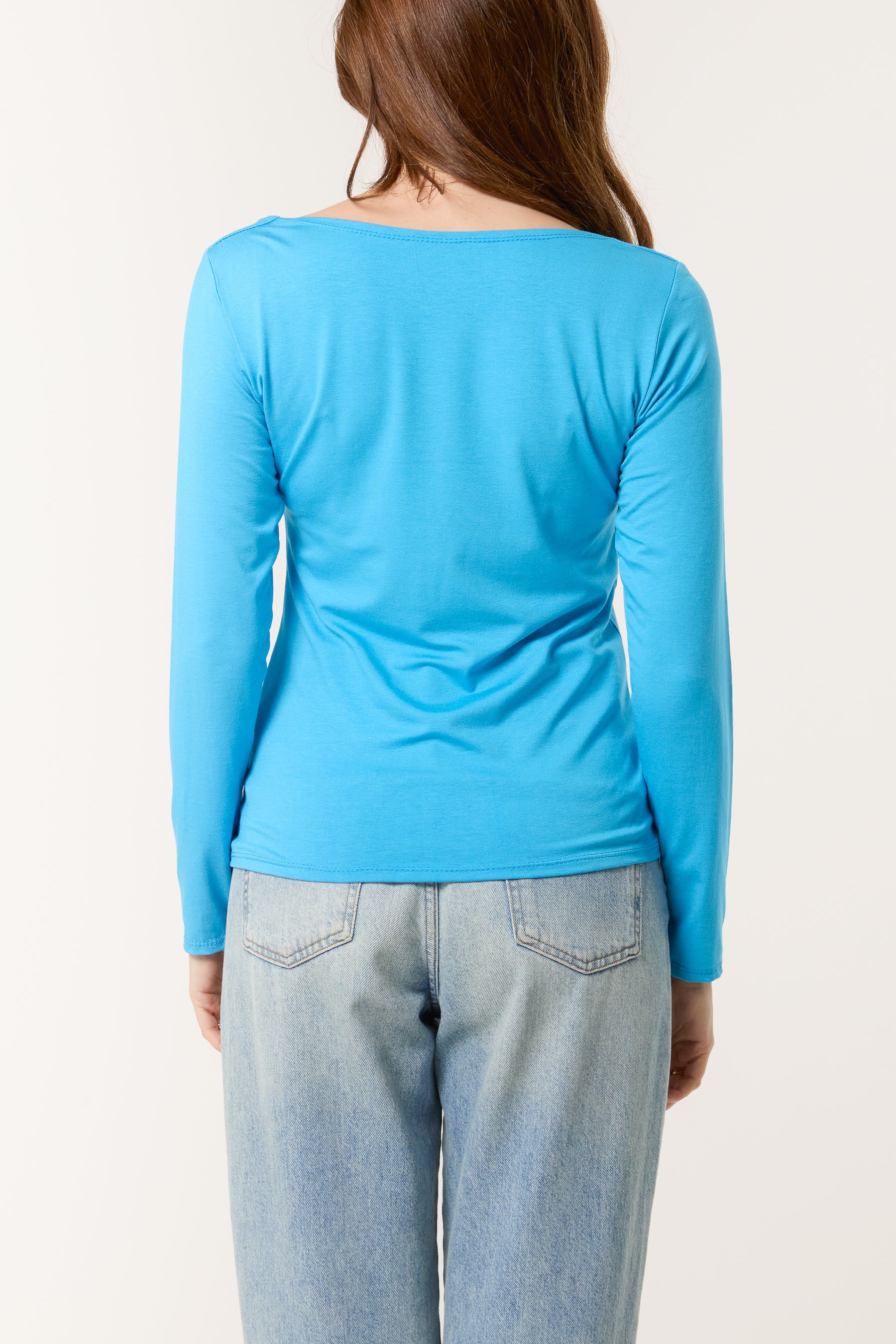 Square Neck Jersey Long Sleeve Top