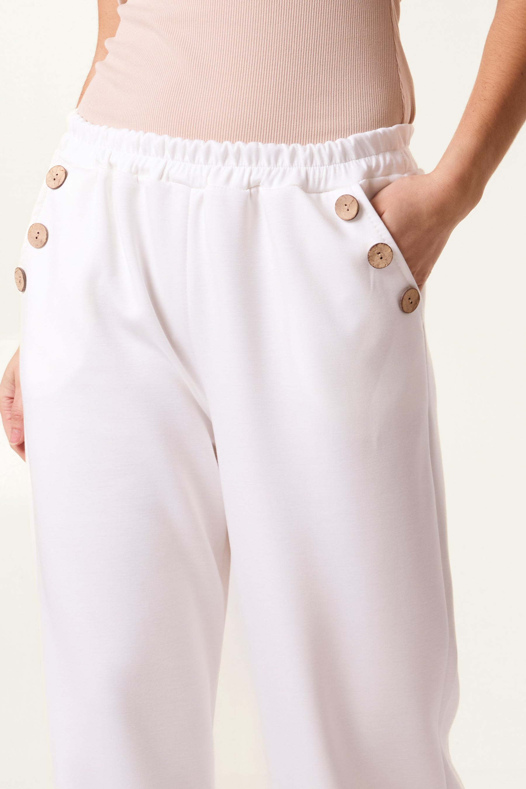 Three Button Pocket Wide Leg Trousers