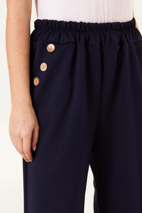 Three Button Pocket Wide Leg Trousers