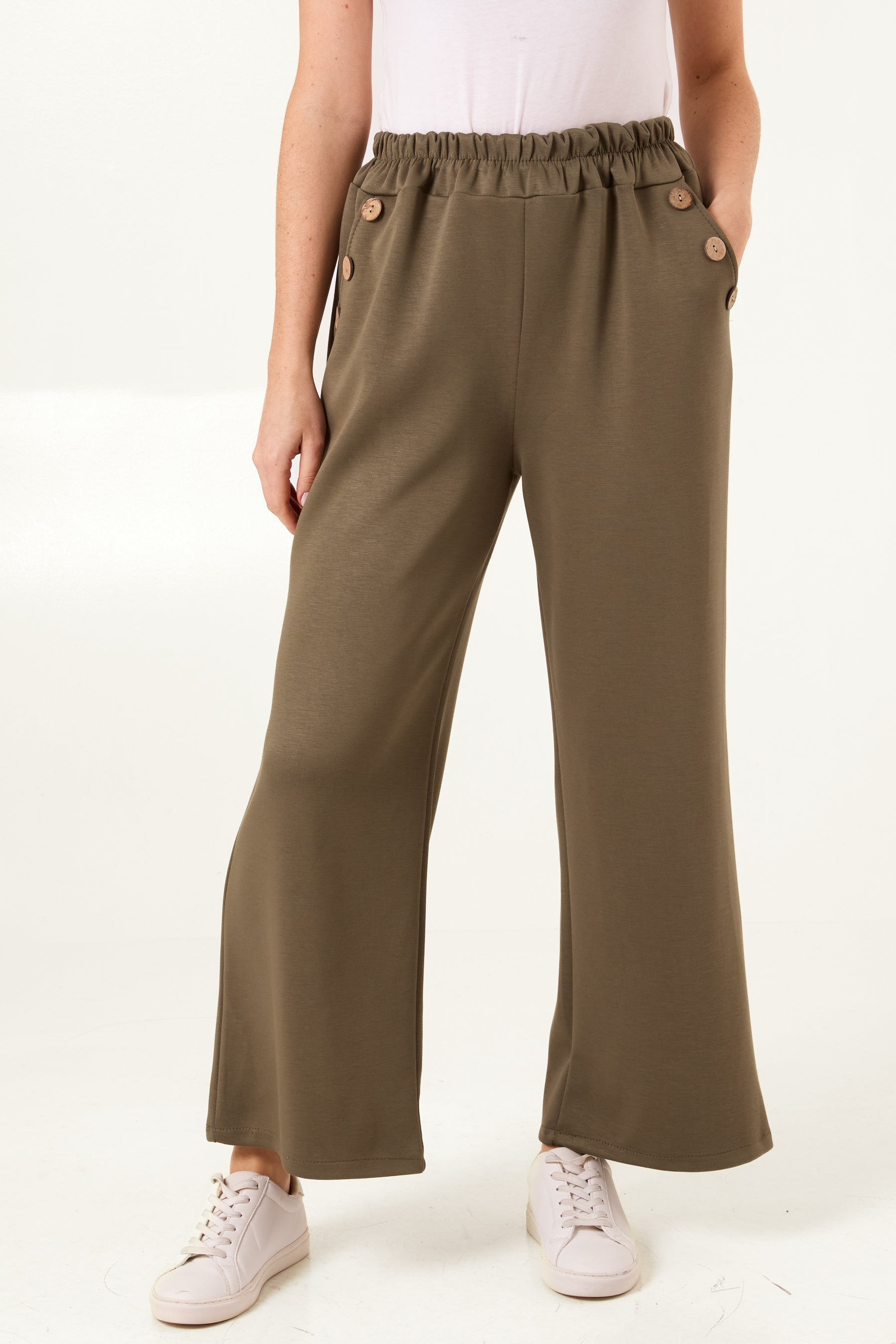 Three Button Pocket Wide Leg Trousers