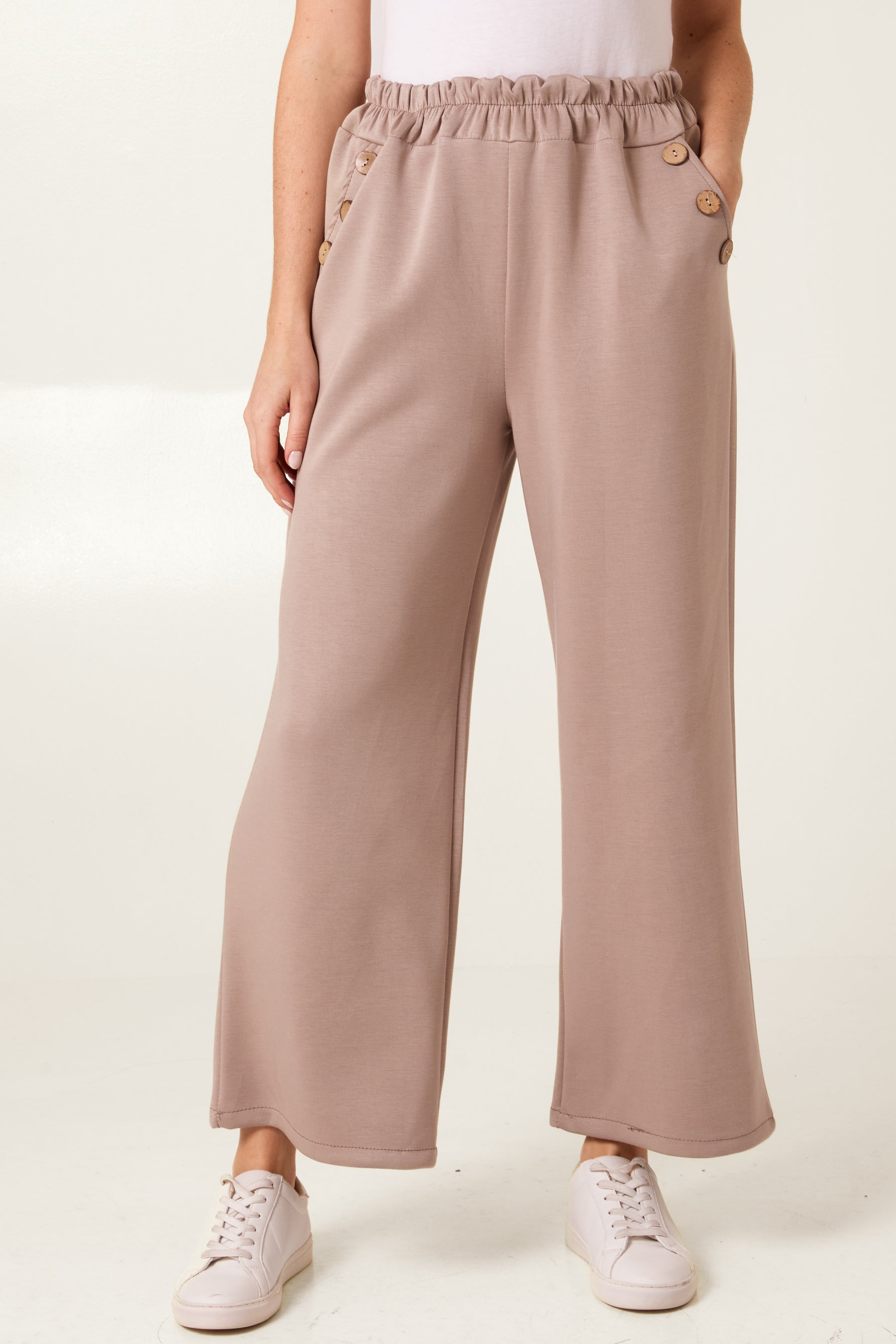 Three Button Pocket Wide Leg Trousers