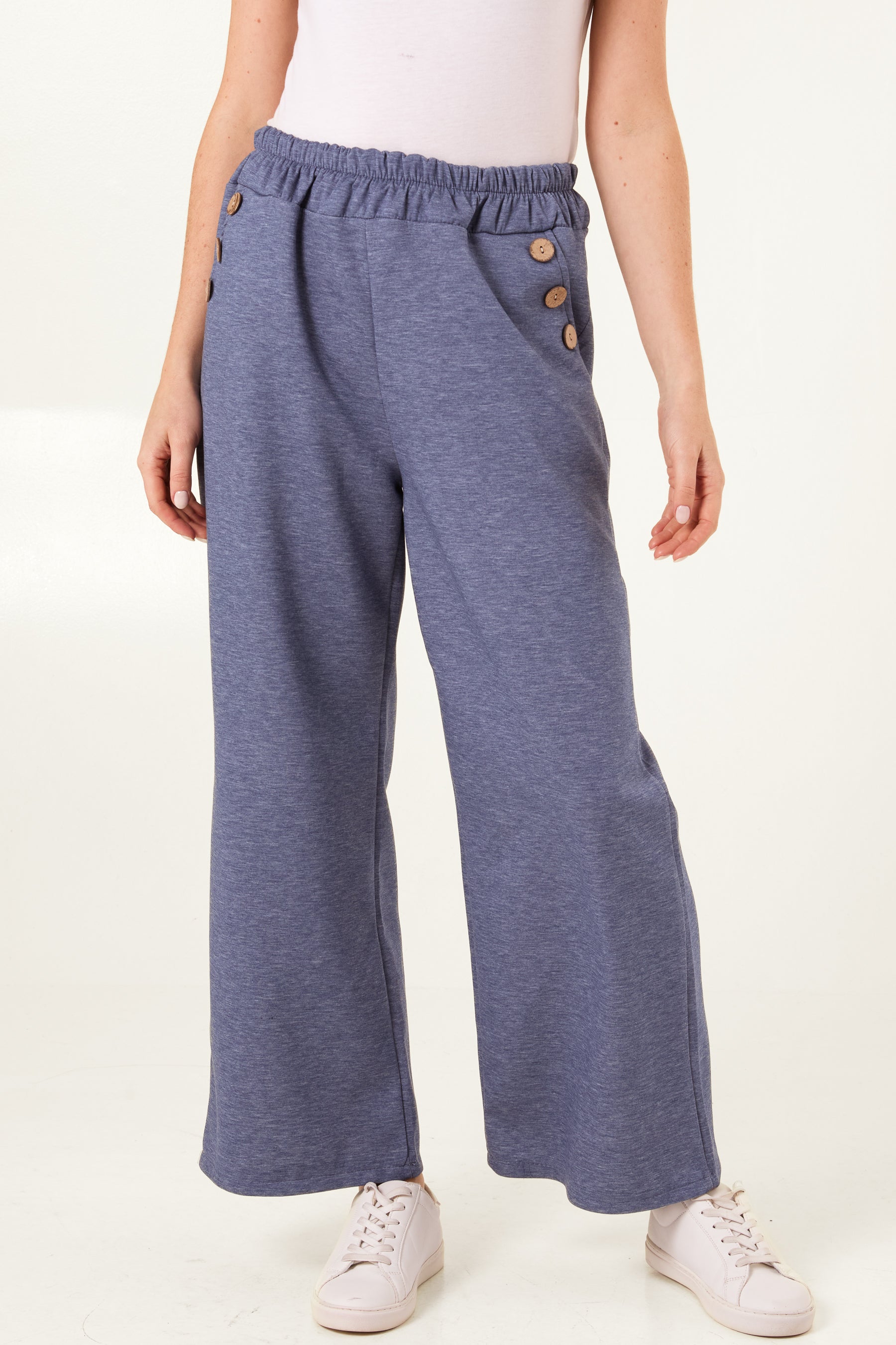 Three Button Pocket Wide Leg Trousers