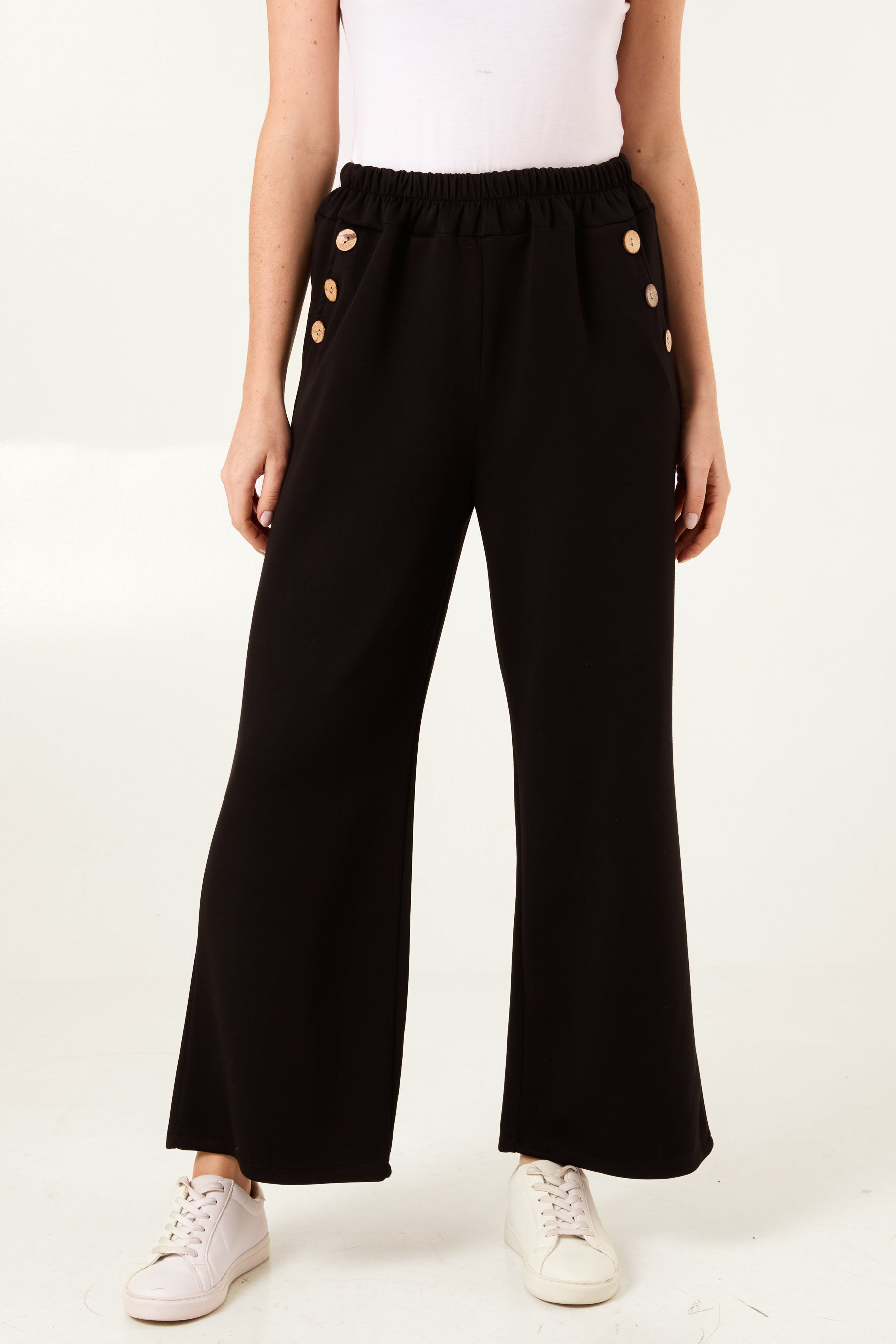 Three Button Pocket Wide Leg Trousers