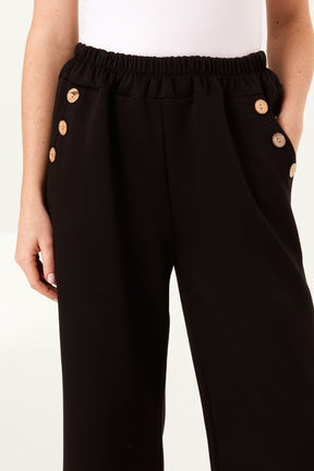 Three Button Pocket Wide Leg Trousers