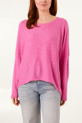 Boat Neck Waffle Fine Knit Top