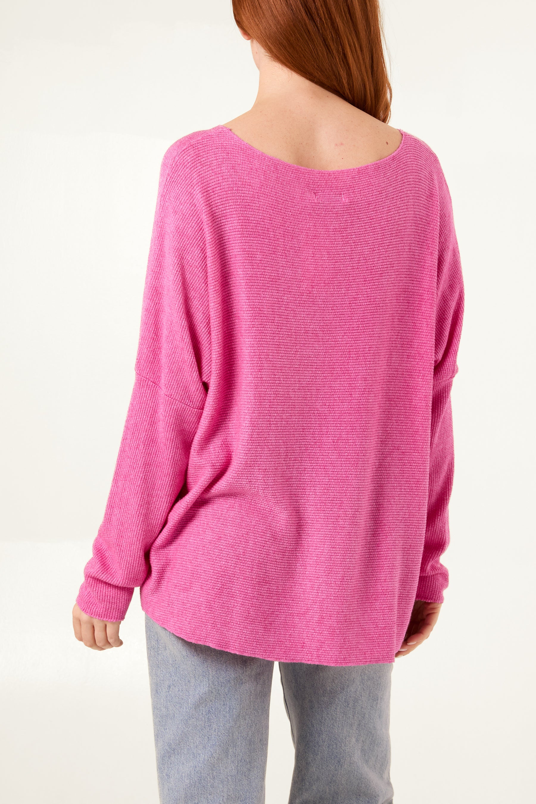 Boat Neck Waffle Fine Knit Top