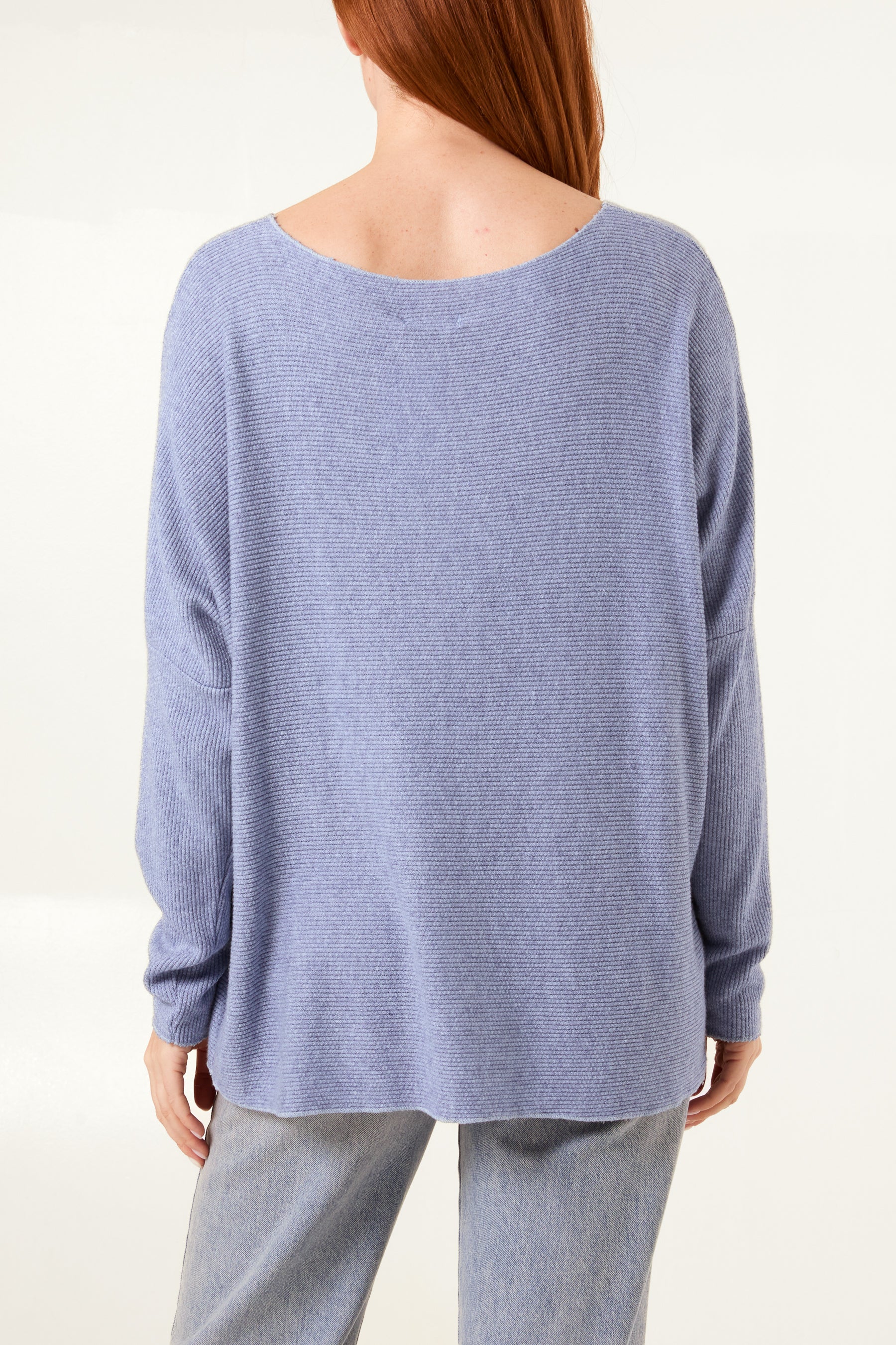 Boat Neck Waffle Fine Knit Top