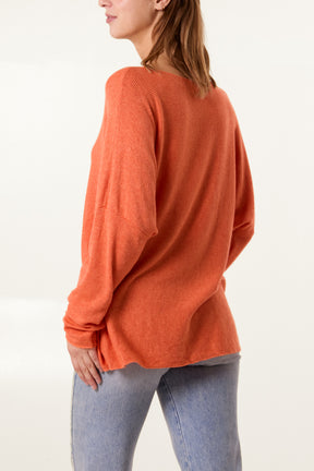 Boat Neck Waffle Fine Knit Top