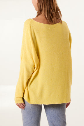 Boat Neck Waffle Fine Knit Top