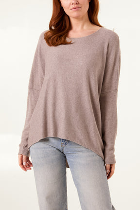 Boat Neck Waffle Fine Knit Top