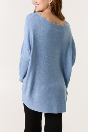 Boat Neck Waffle Fine Knit Top