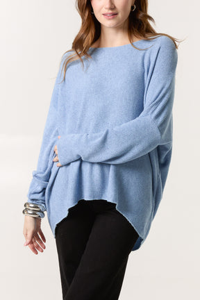 Boat Neck Waffle Fine Knit Top