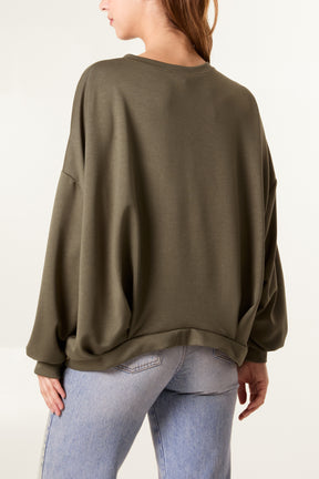 Soft Touch Puffball Sleeve Sweat Top