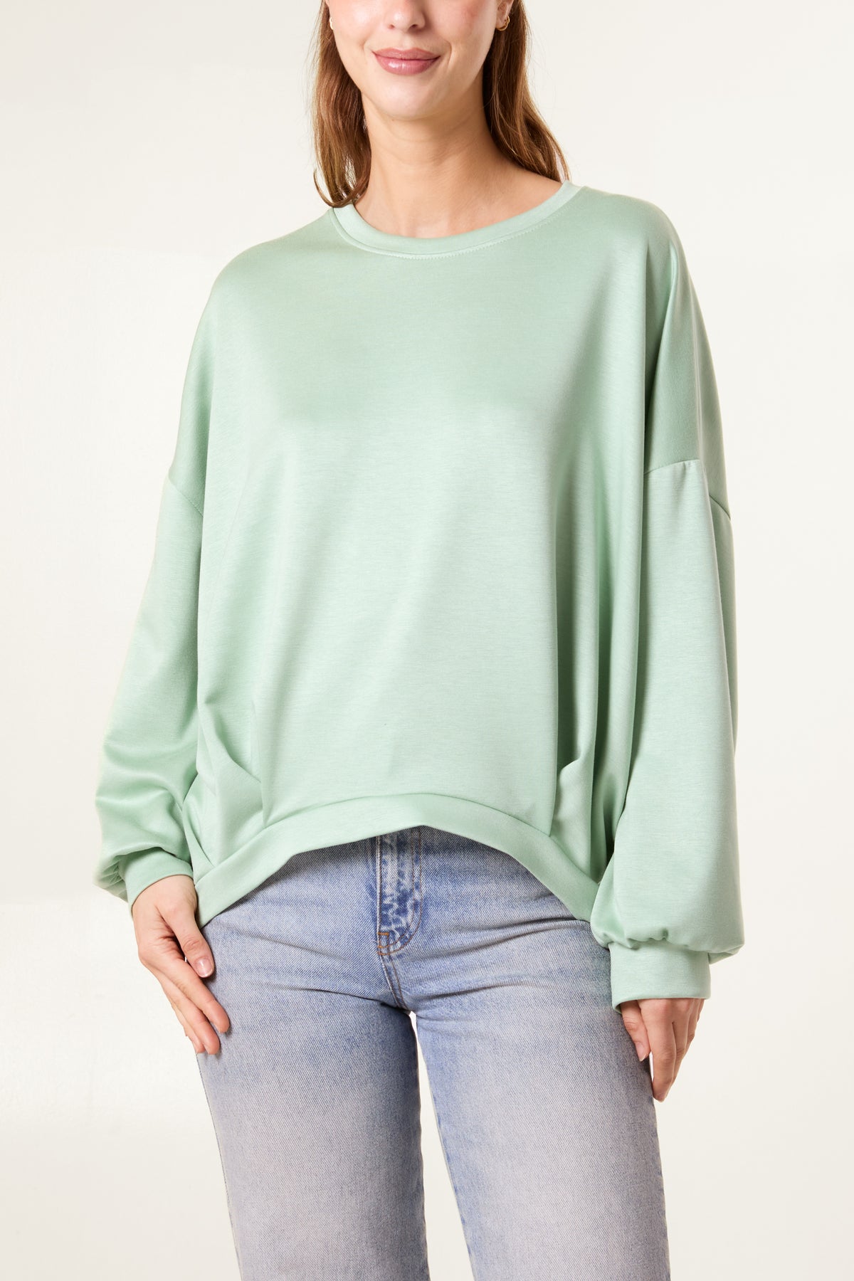 Soft Touch Puffball Sleeve Sweat Top