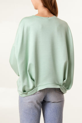 Soft Touch Puffball Sleeve Sweat Top