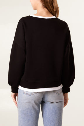 Contrast Border Soft Touch Sweatshirt