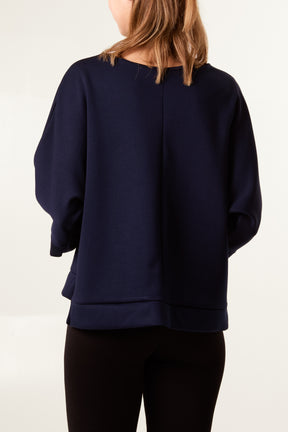 Seam Detail 3/4 Sleeve Sweat Top