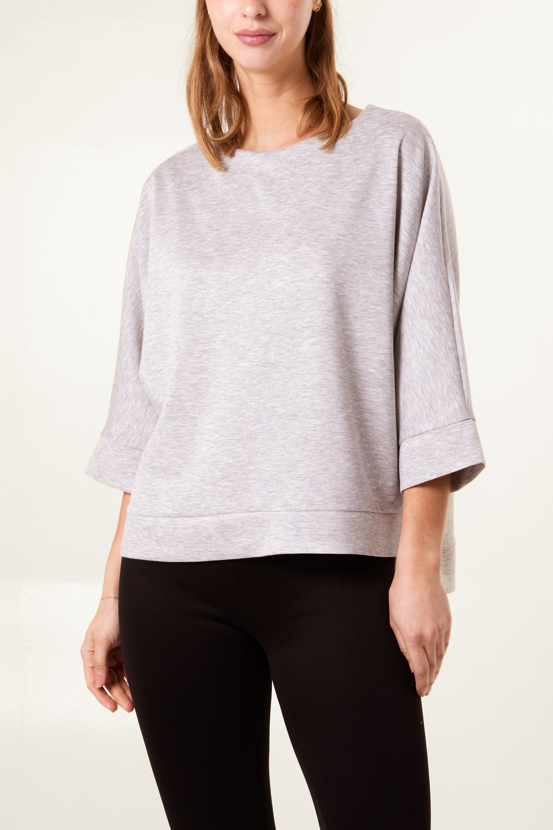 Seam Detail 3/4 Sleeve Sweat Top