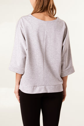 Seam Detail 3/4 Sleeve Sweat Top