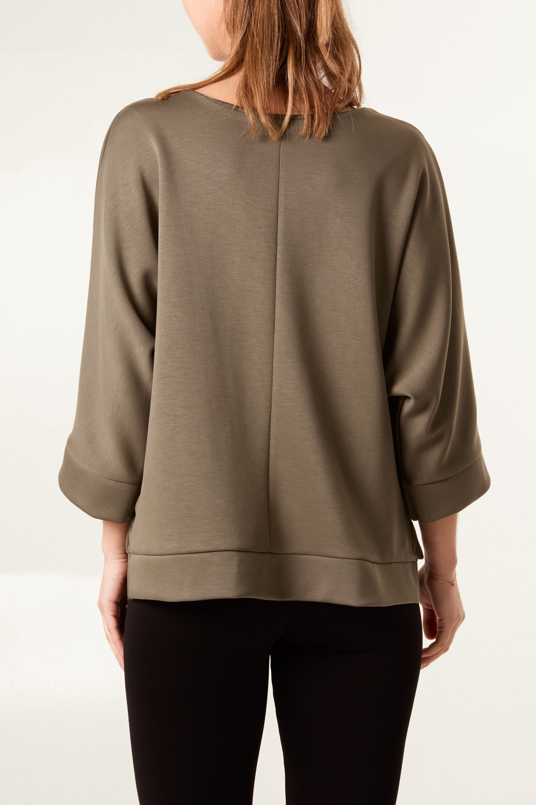 Seam Detail 3/4 Sleeve Sweat Top