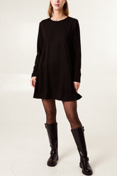 Fine Knit Long Sleeve Swing Mini Dress