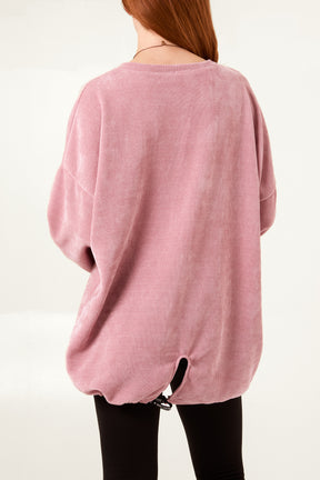 Necklace Chenille Back Bow Oversized Top