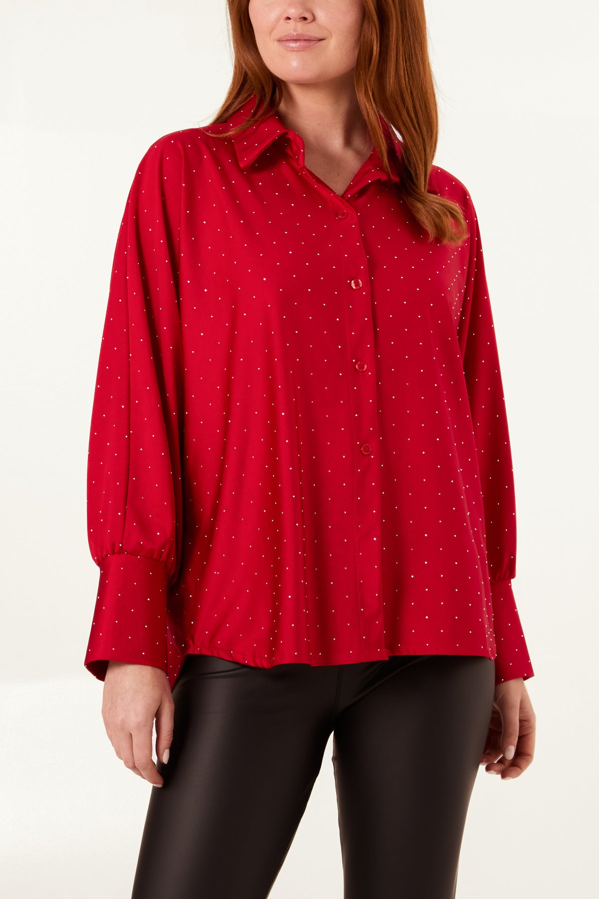 Diamante Stretch Collar Shirt