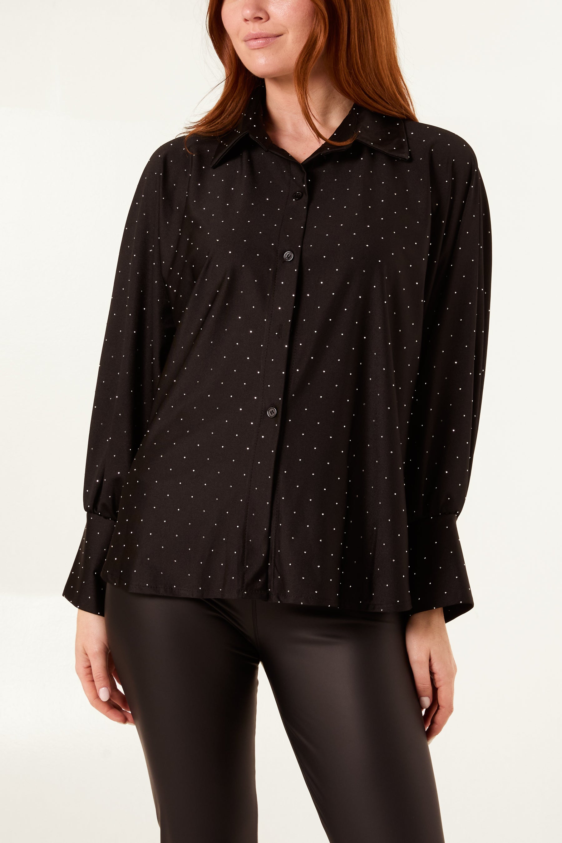 Diamante Stretch Collar Shirt