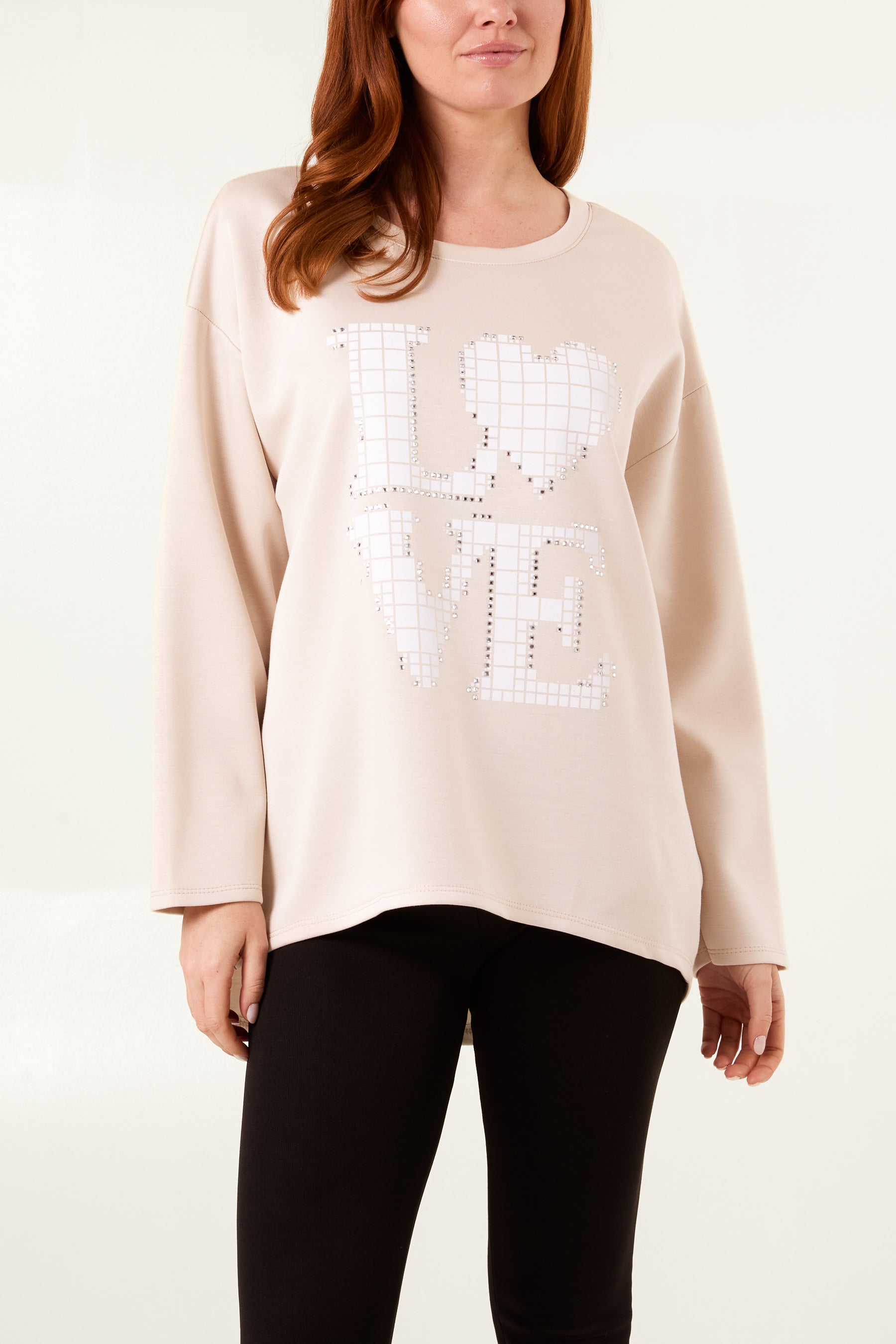 "Love" Diamante Soft Touch Sweat Top