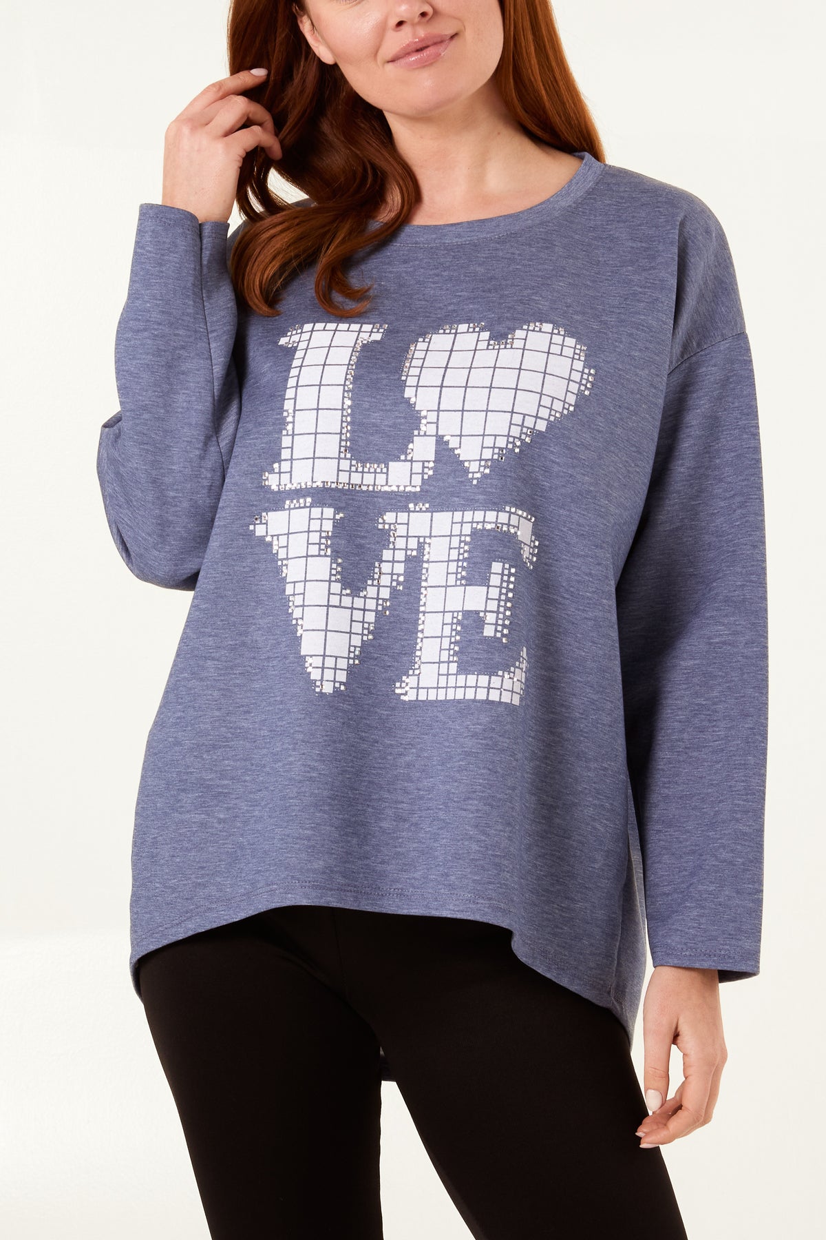 "Love" Diamante Soft Touch Sweat Top