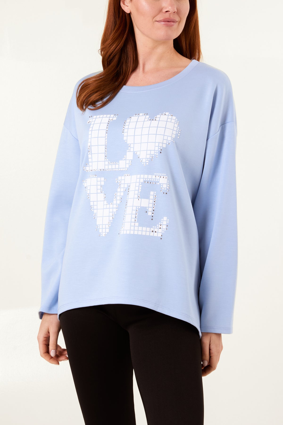 "Love" Diamante Soft Touch Sweat Top