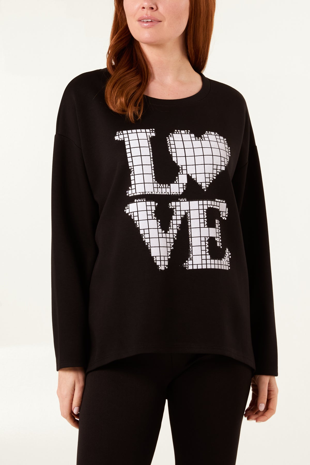 "Love" Diamante Soft Touch Sweat Top