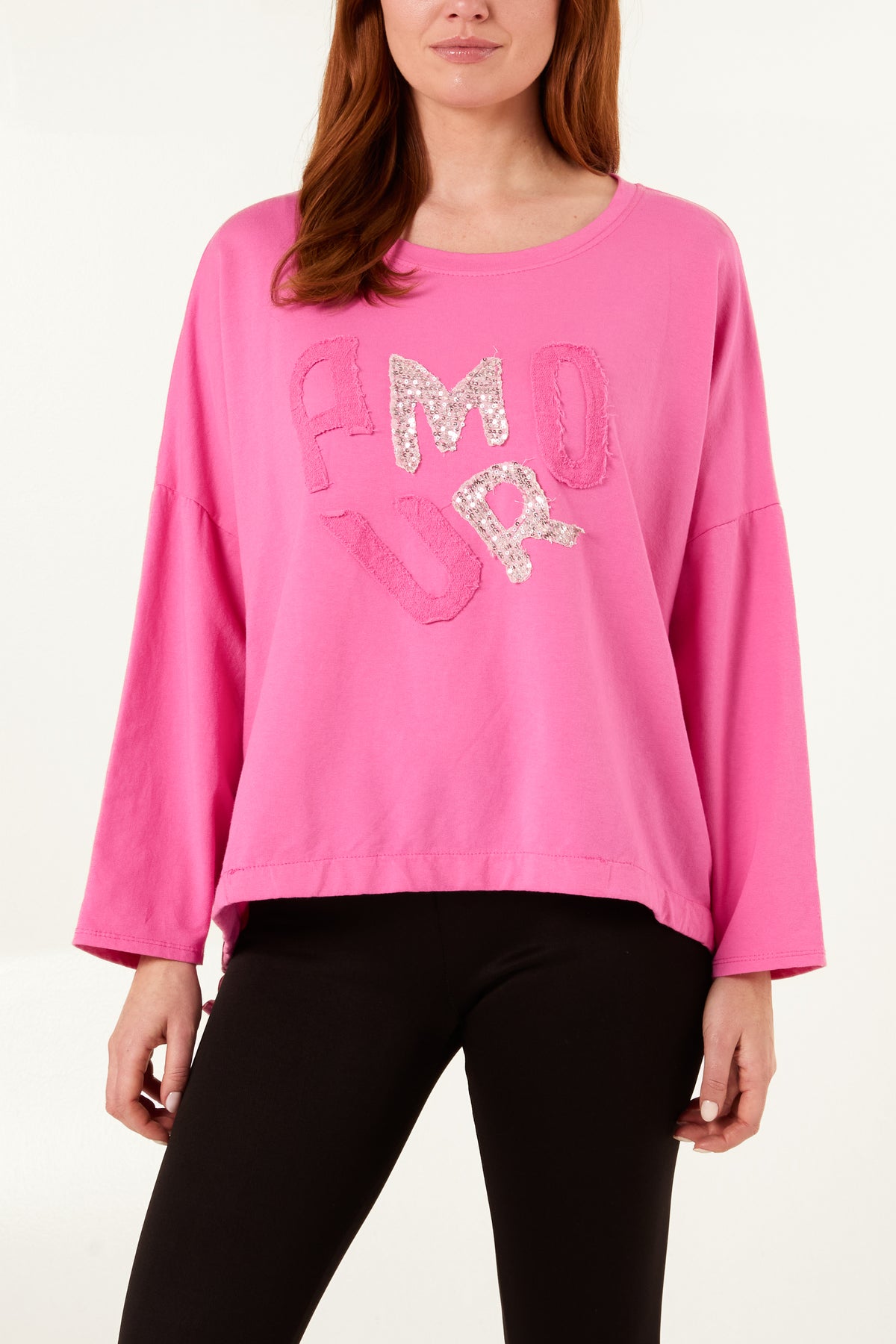 "Amour" Sequins Long Sleeve Cotton Top