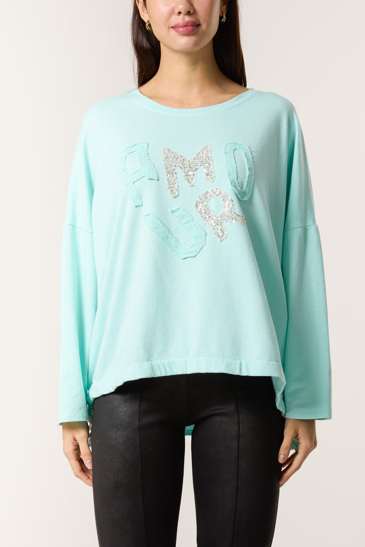 "Amour" Sequins Long Sleeve Cotton Top