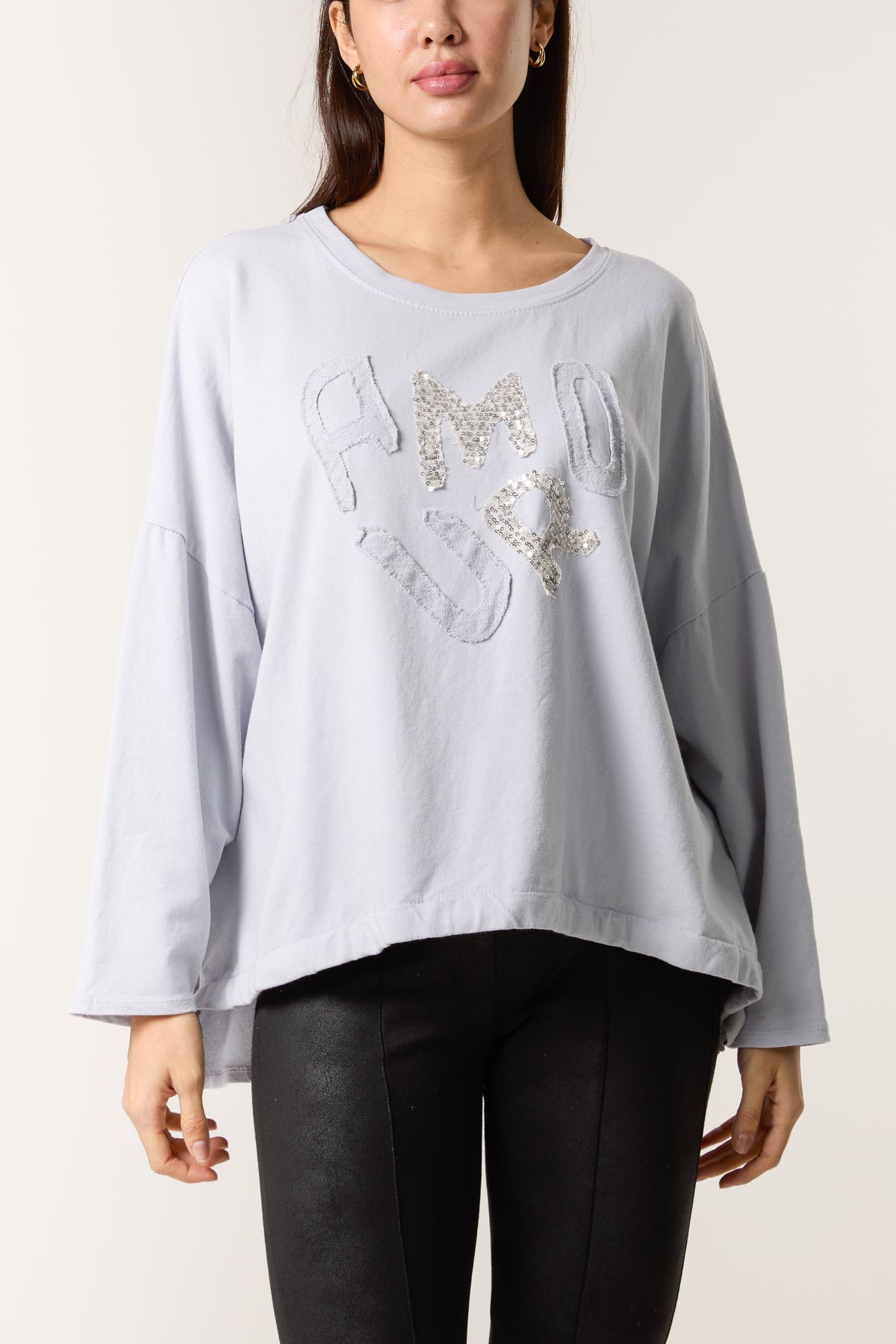 "Amour" Sequins Long Sleeve Cotton Top