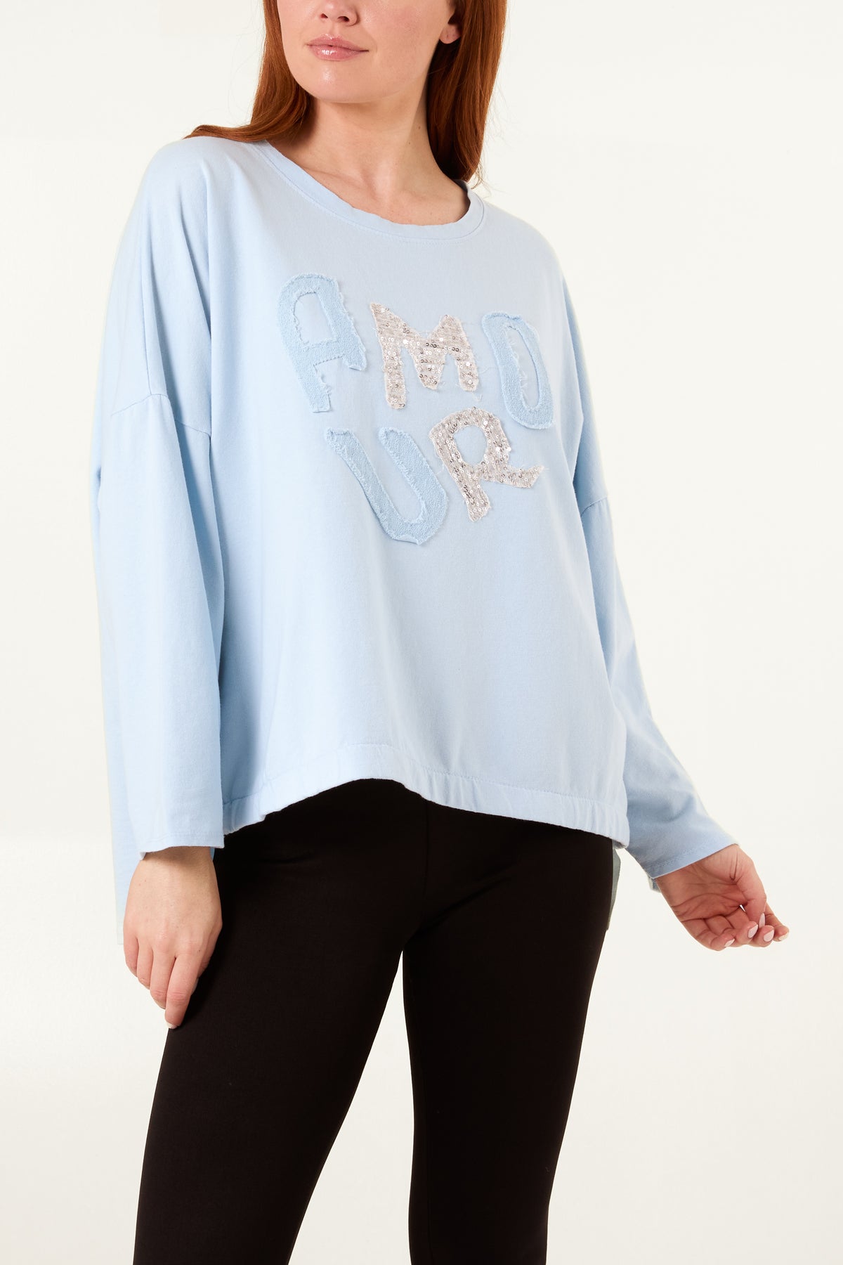 "Amour" Sequins Long Sleeve Cotton Top