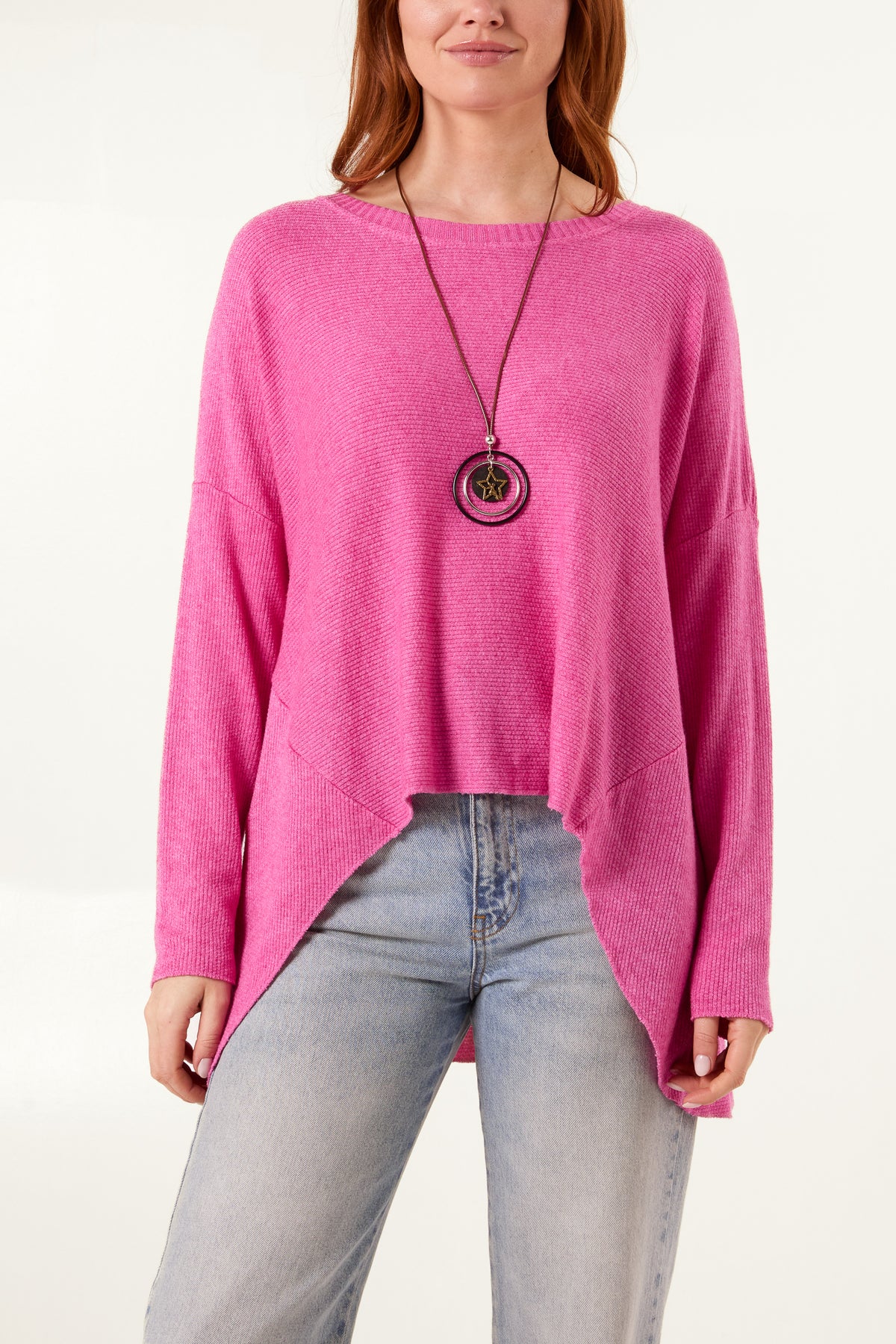 Necklace High Low Fine Knit Jumper