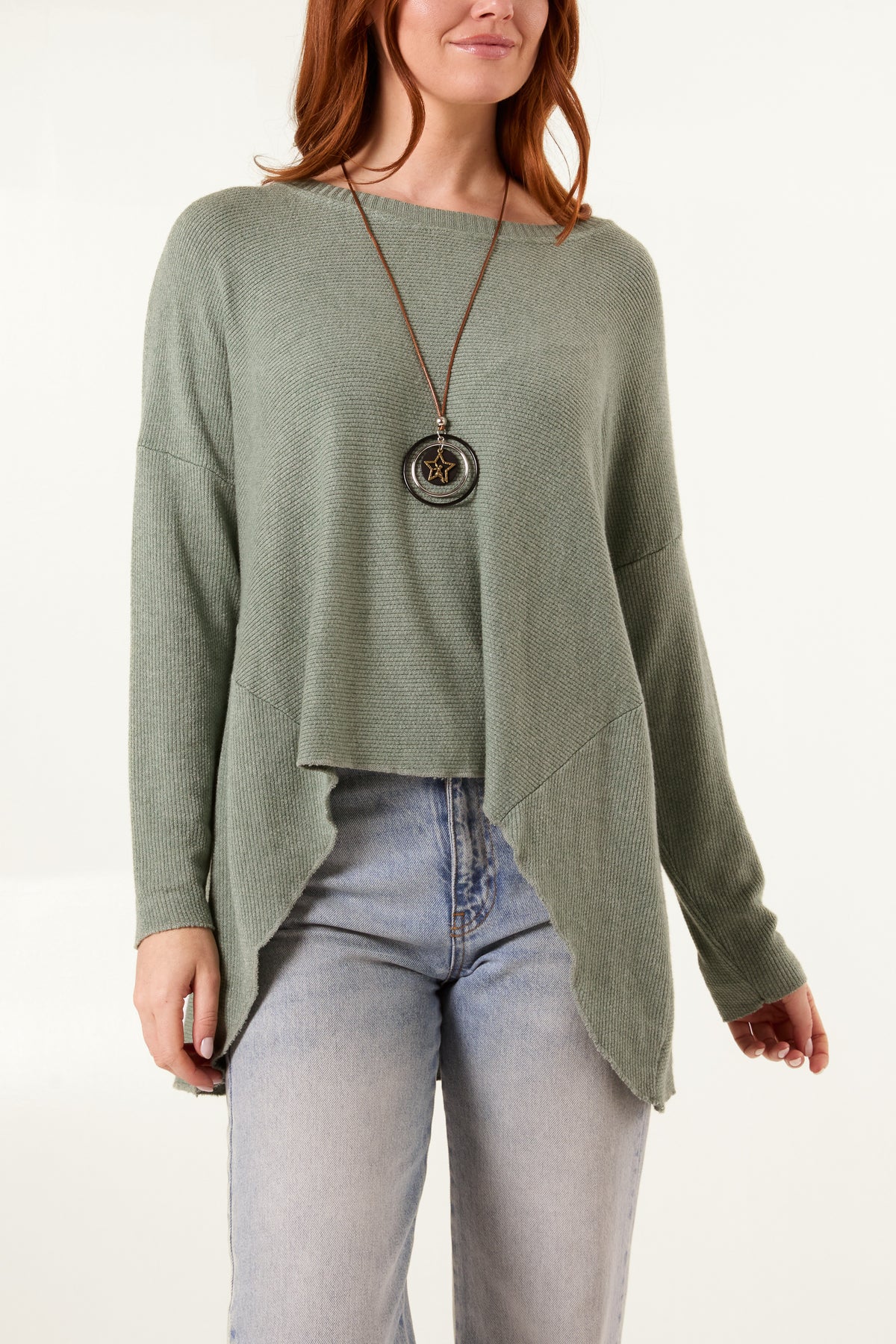 Necklace High Low Fine Knit Jumper