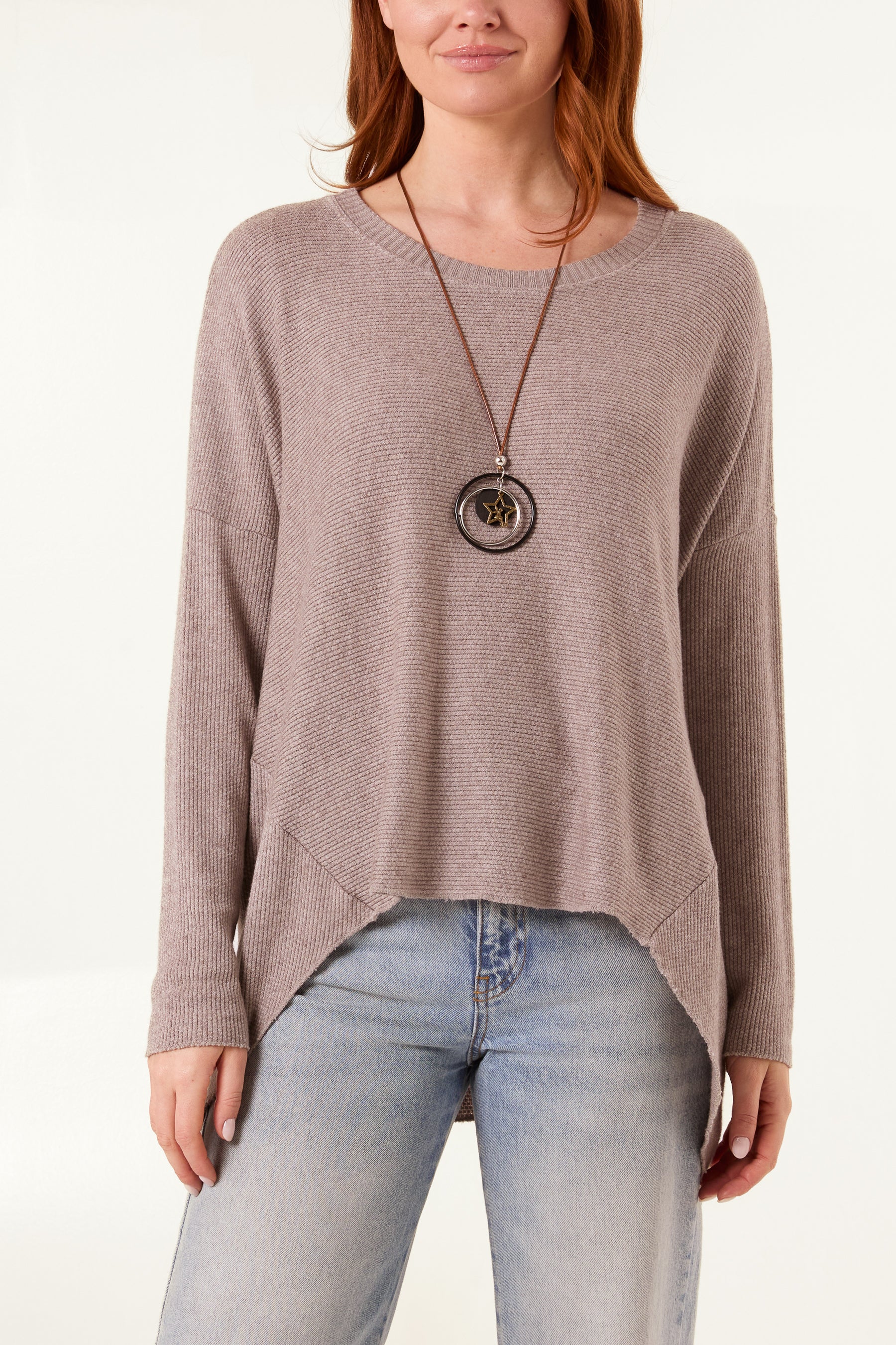 Necklace High Low Fine Knit Jumper