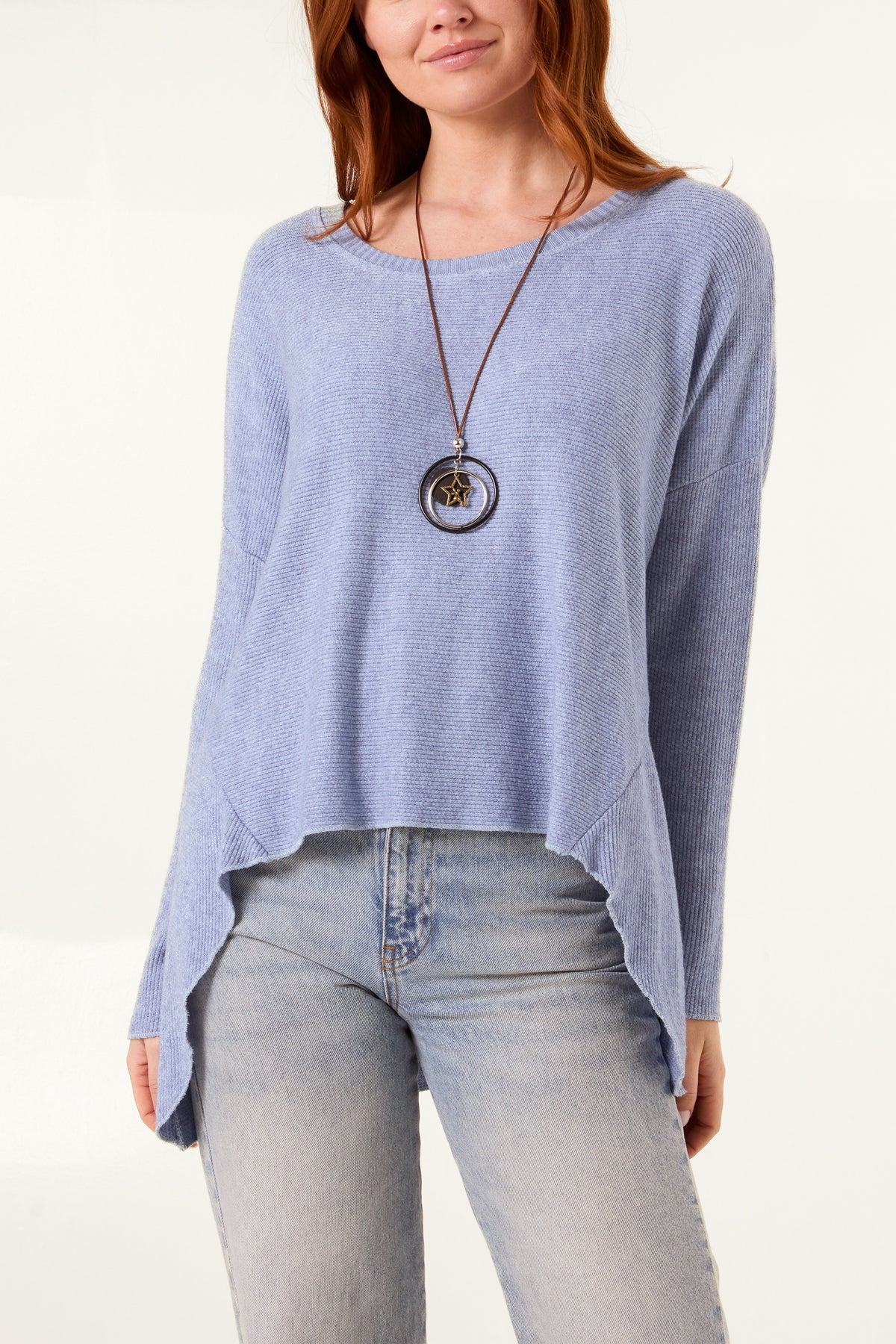 Necklace High Low Fine Knit Jumper