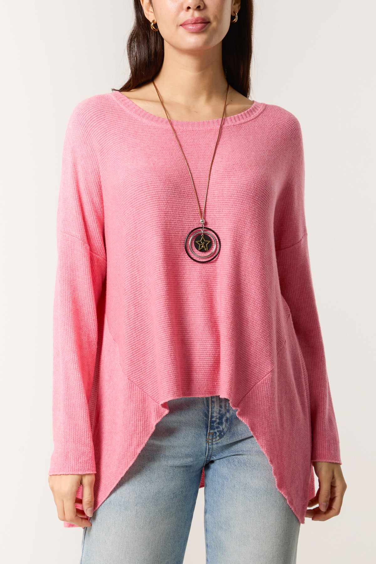 Necklace High Low Fine Knit Jumper