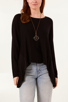 Necklace High Low Fine Knit Jumper