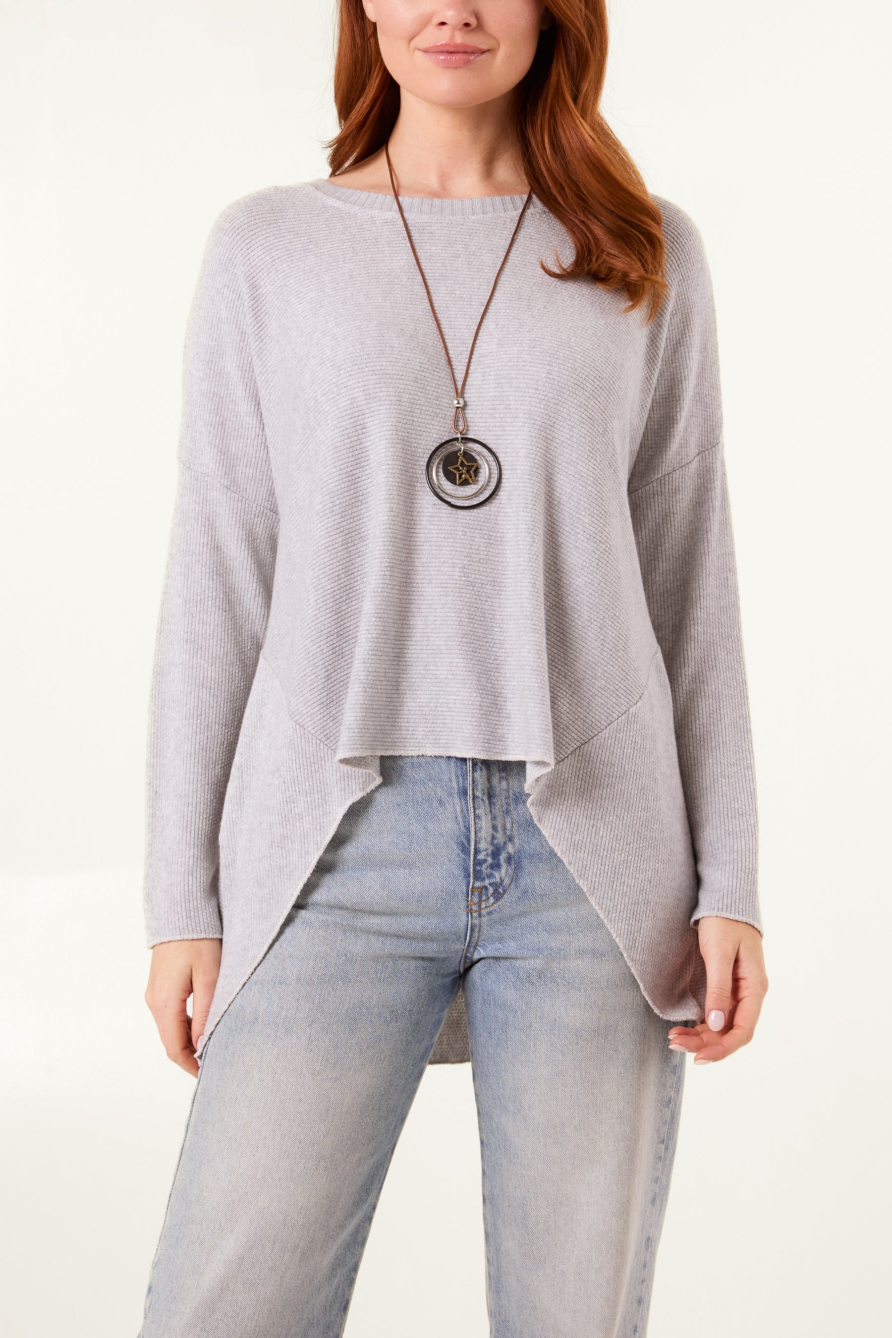 Necklace High Low Fine Knit Jumper